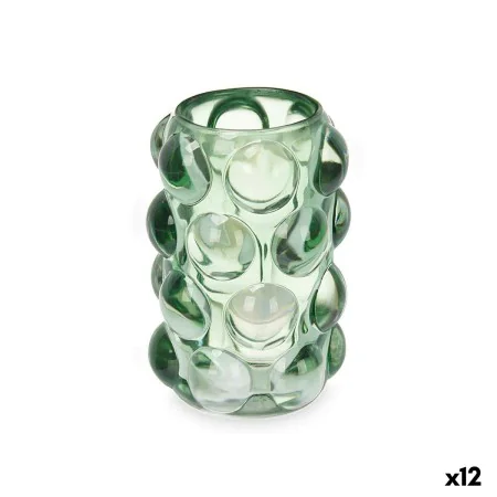 Candleholder Microbeads Green Crystal 8,4 x 12,5 x 8,4 cm (12 Units) by Gift Decor, Candelabras and candle holders - Ref: S36...