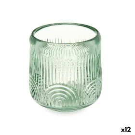 Bougeoir Rayures Vert Verre 9 x 9,5 x 9 cm (12 Unités) de Gift Decor, Bougeoirs et chandeliers - Réf : S3631688, Prix : 40,47...