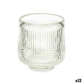 Candleholder Stripes Transparent Crystal 7,5 x 7,8 x 7,5 cm (12 Units) by Gift Decor, Candelabras and candle holders - Ref: S...