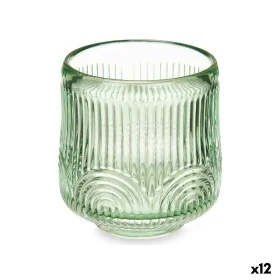 Portavelas Rayas Verde Cristal 7,5 x 7,8 x 7,5 cm (12 Unidades) de Gift Decor, Candelabros y portavelas - Ref: S3631696, Prec...