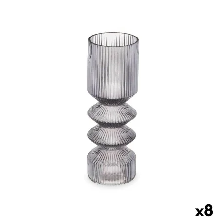 Vase Rayures Gris Verre 8 x 23 x 8 cm (8 Unités) de Gift Decor, Vases - Réf : S3631702, Prix : 57,44 €, Remise : %