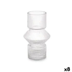 Jarrón Rayas Transparente Cristal 9,5 x 16,5 x 9,5 cm (8 Unidades) de Gift Decor, Jarrones - Ref: S3631708, Precio: 44,64 €, ...