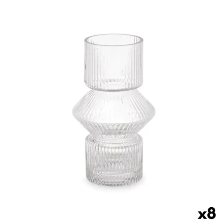 Jarrón Rayas Transparente Cristal 9,5 x 16,5 x 9,5 cm (8 Unidades) de Gift Decor, Jarrones - Ref: S3631708, Precio: 43,92 €, ...