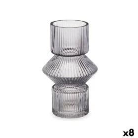 Vaso Righe Grigio Cristallo 9,5 x 16,5 x 9,5 cm (8 Unità) di Gift Decor, Vasi - Rif: S3631710, Prezzo: 44,64 €, Sconto: %