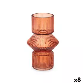 Jarrón Rayas Naranja Cristal 9,5 x 16,5 x 9,5 cm (8 Unidades) de Gift Decor, Jarrones - Ref: S3631714, Precio: 43,92 €, Descu...