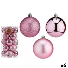 Set de Bolas de Navidad Rosa Plástico Ø 8 cm (6 Unidades) de Krist+, Navidad - Ref: S3631728, Precio: 46,45 €, Descuento: %