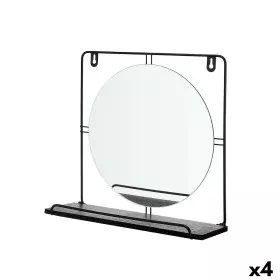 Wall mirror Black Metal MDF Wood 33,7 x 30 x 10 cm (4 Units) by Gift Decor, Wall-Mounted Mirrors - Ref: S3631857, Price: 30,0...