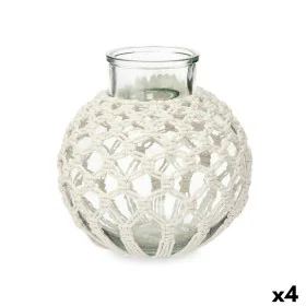 Vase Blanc Tissu verre 25 x 26,5 x 25 cm (4 Unités) Macramé de Gift Decor, Vases - Réf : S3631880, Prix : 49,72 €, Remise : %