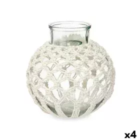 Vase Weiß Stoff Glas 25 x 26,5 x 25 cm (4 Stück) Makramee von Gift Decor, Vasen - Ref: S3631880, Preis: 49,72 €, Rabatt: %