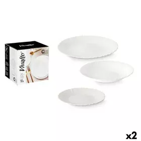 Service de Vaisselle Blanc verre (2 Unités) 18 Pièces de Vivalto, Services complets - Réf : S3631911, Prix : 33,78 €, Remise : %