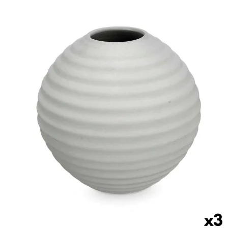 Vase Gris Céramique 25 x 25 x 25 cm (3 Unités) Sphère de Gift Decor, Vases - Réf : S3631943, Prix : 31,86 €, Remise : %