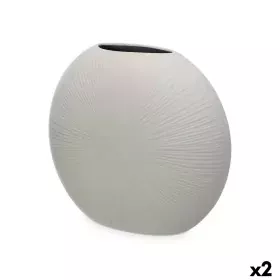 Jarrón Gris Cerámica 36 x 34 x 16 cm (2 Unidades) Circular de Gift Decor, Jarrones - Ref: S3631951, Precio: 29,33 €, Descuent...