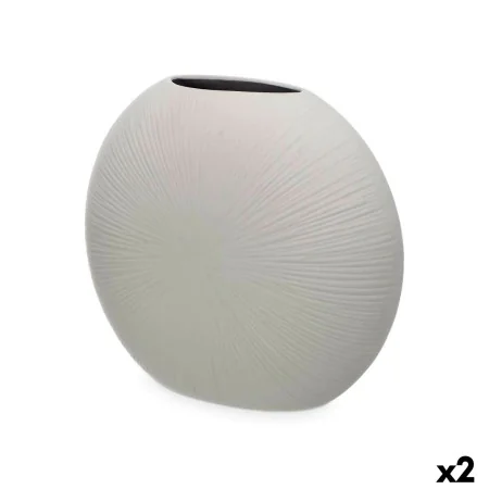 Jarrón Gris Cerámica 36 x 34 x 16 cm (2 Unidades) Circular de Gift Decor, Jarrones - Ref: S3631951, Precio: 28,87 €, Descuent...