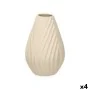 Vase Beige aus Keramik 21 x 31 x 21 cm (4 Stück) Streifen von Gift Decor, Vasen - Ref: S3631957, Preis: 44,17 €, Rabatt: %