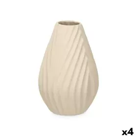 Vaso Beige Ceramica 21 x 31 x 21 cm (4 Unità) Righe di Gift Decor, Vasi - Rif: S3631957, Prezzo: 44,17 €, Sconto: %