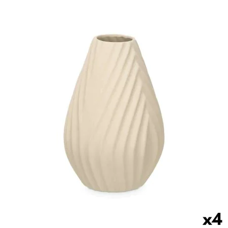 Jarrón Beige Cerámica 21 x 31 x 21 cm (4 Unidades) Rayas de Gift Decor, Jarrones - Ref: S3631957, Precio: 44,89 €, Descuento: %