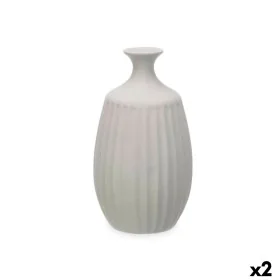 Vaso Grigio Ceramica 21 x 39 x 21 cm (2 Unità) Righe di Gift Decor, Vasi - Rif: S3631966, Prezzo: 25,89 €, Sconto: %