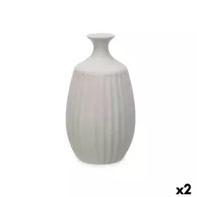 Vase Grau aus Keramik 21 x 39 x 21 cm (2 Stück) Streifen von Gift Decor, Vasen - Ref: S3631966, Preis: 25,89 €, Rabatt: %