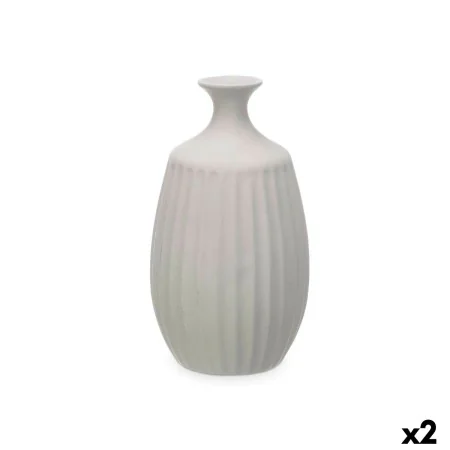 Vase Gris Céramique 21 x 39 x 21 cm (2 Unités) Rayures de Gift Decor, Vases - Réf : S3631966, Prix : 25,48 €, Remise : %