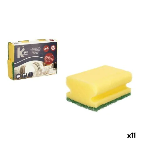 Set of scourers Yellow Green Polyurethane Abrasive fibre 4 Pieces (11 Units) by BigBuy Home, Scouring Pads & Scrubbers - Ref:...