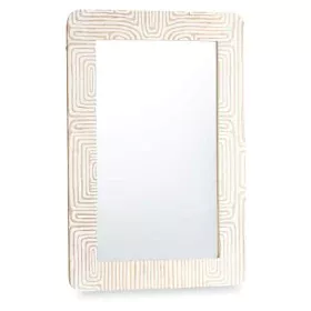 Miroir mural Blanc Marron Bois de manguier Courbe 90 x 60 x 2 cm de Gift Decor, Miroirs muraux - Réf : S3632048, Prix : 57,43...