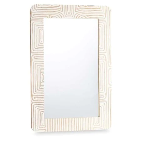 Miroir mural Blanc Marron Bois de manguier Courbe 90 x 60 x 2 cm de Gift Decor, Miroirs muraux - Réf : S3632048, Prix : 57,43...