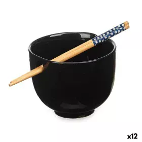 Bowl Black Bamboo 24 x 10,7 x 13,3 cm Toothpicks asiatico/oriental (12 Units) by Kinvara, Bowls and large cups - Ref: S363207...