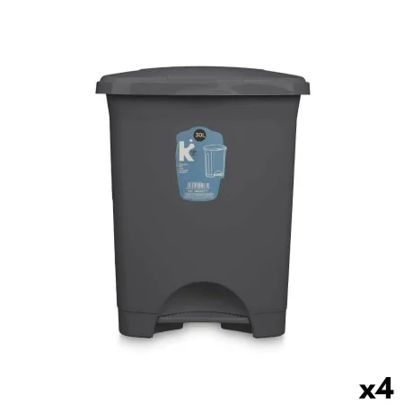 Pedal bin Anthracite Plastic 30 L (4 Units) by BigBuy Home, Wastebaskets - Ref: S3632355, Price: 49,72 €, Discount: %