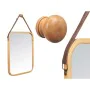 Hanging mirror Natural Leather Bamboo Rectangular 34 x 41,5 x 1,5 cm (6 Units) by Gift Decor, Wall-Mounted Mirrors - Ref: S36...