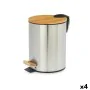 Pedal bin Brown Silver Bamboo Stainless steel 5 L (4 Units) by Berilo, Wastebaskets - Ref: S3632548, Price: 41,08 €, Discount: %