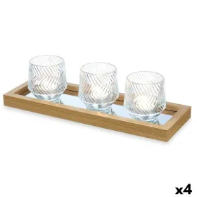 Kerzenschale Gold Glas Polypropylen 36 x 9,5 x 12 cm (4 Stück) von Gift Decor, Kerzenständer und Kerzenhalter - Ref: S3632582...