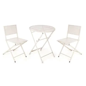 Ensemble Table + 2 Chaises Blanc de Ibergarden, Salons de jardin - Réf : S3632712, Prix : 91,09 €, Remise : %