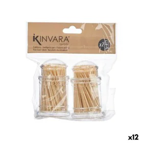 Porte cure-dents Marron Transparent Bois Méthacrylate 4,5 x 4,5 x 7,5 cm 2 Pièces (12 Unités) de Kinvara, Baguettes - Réf : S...