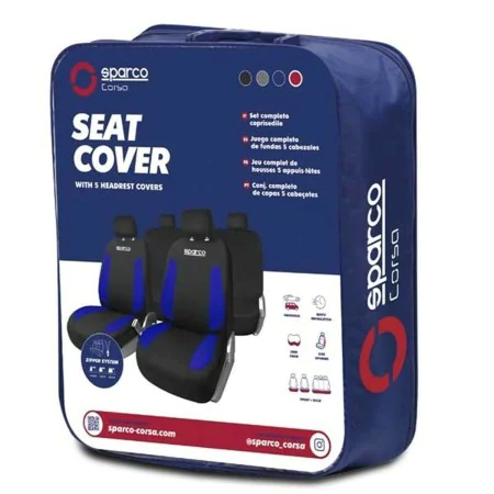 Conjunto de Capas para Assentos Sparco Strada Preto/Azul de Sparco, Capas para automóvel - Ref: S37113494, Preço: 49,61 €, De...