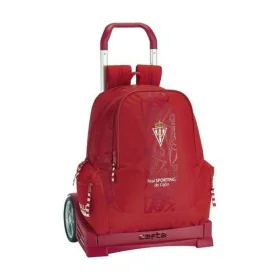 Mochila Escolar com Rodas Evolution Real Sporting de Gijón Vermelho de Real Sporting de Gijón, Mochilas infantis - Ref: S4301...