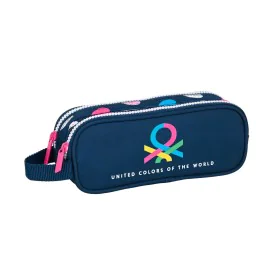 Double Carry-all Benetton Corazones Navy Blue 21 x 8 x 6 cm by Benetton, Pencil cases - Ref: S4305602, Price: 7,01 €, Discoun...