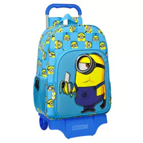 School Rucksack with Wheels Minions Minionstatic Blue (33 x 42 x 14 cm) by Minions, Children's Backpacks - Ref: S4306296, Pri...