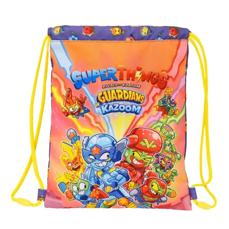 Bolsa Mochila con Cuerdas SuperThings Guardians of Kazoom Morado Amarillo (26 x 34 x 1 cm) de SuperThings, Bolsas escolares -...