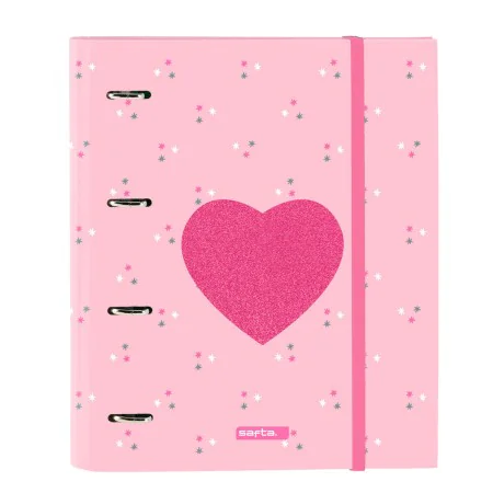 Carpeta de anillas Safta CorazÓn A4 Rosa (27 x 32 x 3.5 cm) de Safta, Archivadores - Ref: S4306843, Precio: 6,22 €, Descuento: %