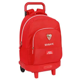 School Rucksack with Wheels Sevilla Fútbol Club Red (33 x 45 x 22 cm) by Sevilla Fútbol Club, Children's Backpacks - Ref: S43...