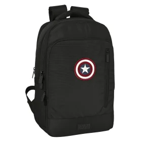 Mochila para Portátil e Tablet com Saída USB Capitán América Preto de Capitán América, Bolsas e capas para computadores portá...