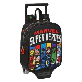 School Rucksack with Wheels The Avengers Super heroes Black (22 x 27 x 10 cm) by The Avengers, Children's Backpacks - Ref: S4...