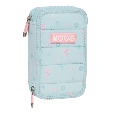 Double Pencil Case Moos Garden Turquoise 12.5 x 19.5 x 4 cm (28 Pieces) by Moos, Pencil cases - Ref: S4308779, Price: 10,12 €...