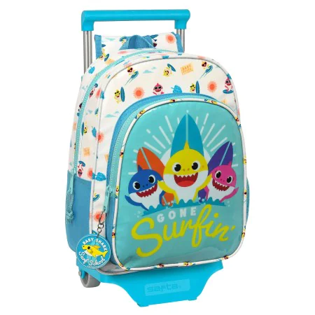 School Rucksack with Wheels Baby Shark Surfing Blue White 26 x 34 x 11 cm by Baby Shark, Children's Backpacks - Ref: S4309081...