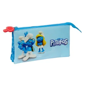 Double Carry-all Los Pitufos Blue 22 x 12 x 3 cm by Los Pitufos, Pencil cases - Ref: S4309578, Price: 7,95 €, Discount: %