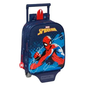 School Rucksack with Wheels Spider-Man Neon Navy Blue 22 x 27 x 10 cm by Spider-Man, Children's Backpacks - Ref: S4309607, Pr...