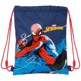 Backpack with Strings Spider-Man Neon Navy Blue 26 x 34 x 1 cm by Spider-Man, School Bags - Ref: S4309620, Price: 6,72 €, Dis...