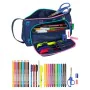 Astuccio per la Scuola con Accessori Benetton Cool Blu Marino 20 x 11 x 8.5 cm (32 Pezzi) di Benetton, Porta penne - Rif: S43...