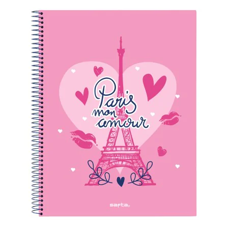 Caderno Safta Paris Cor de Rosa Azul Marinho A4 120 Folhas de Safta, Livros de exercícios - Ref: S4310101, Preço: 6,06 €, Des...