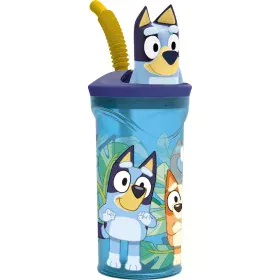 Vaso con Pajita Bluey Azul cielo PVC 3D 360 ml de Bluey, Vasos de agua y de whisky - Ref: S4310510, Precio: 10,37 €, Descuent...